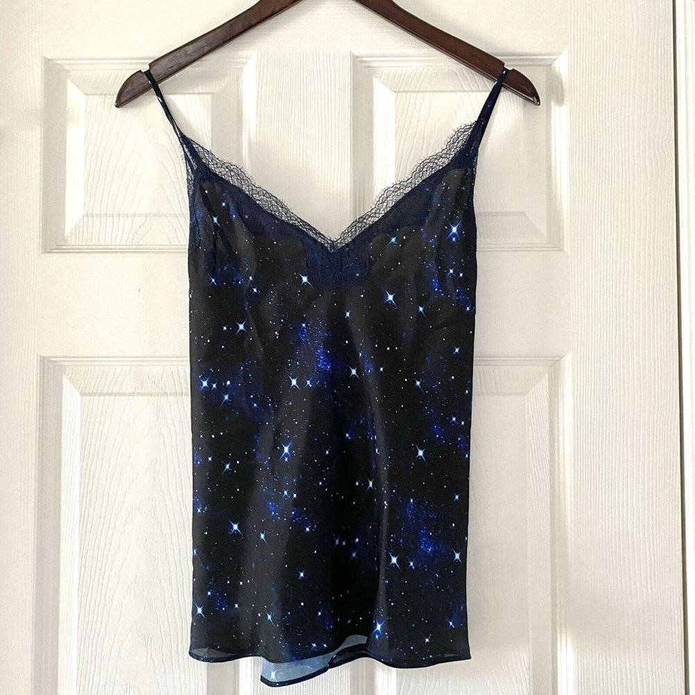 Victoria's Secret Cami Small Black Lace Criss Cross Outer Space Star￼ galaxy XL
